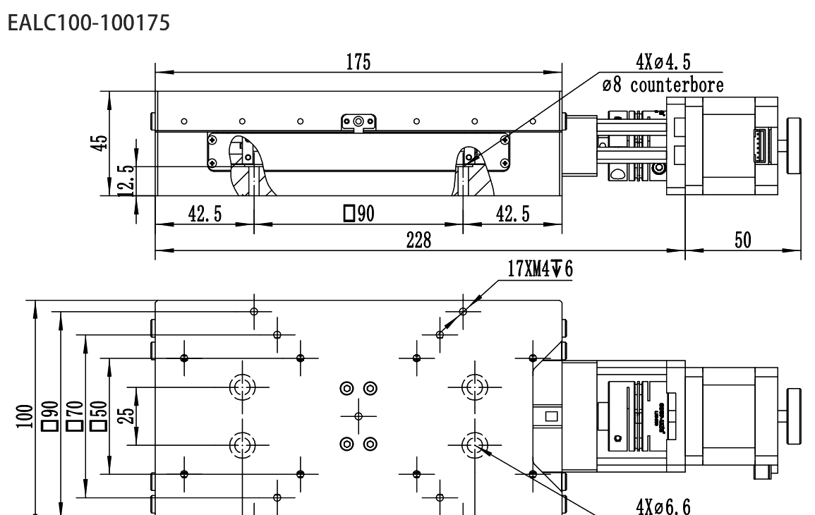 电动直线滑台 EALC100-100175 尺寸图