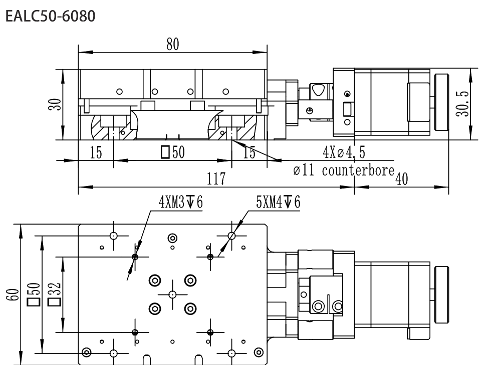 Motorized Linear Stage EALC50-6080 drawing