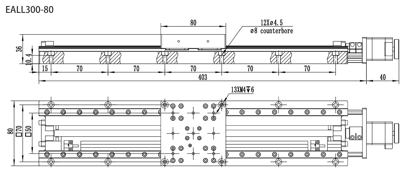 Motorized Linear Stage EALL300-80 drawing