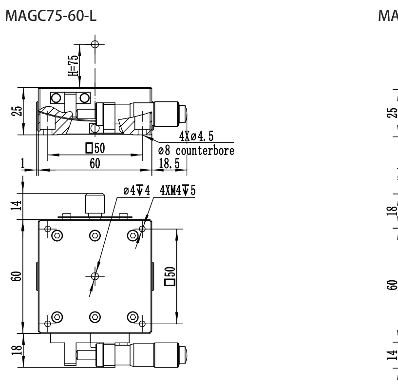 MAGC75-60-L dimensional drawing