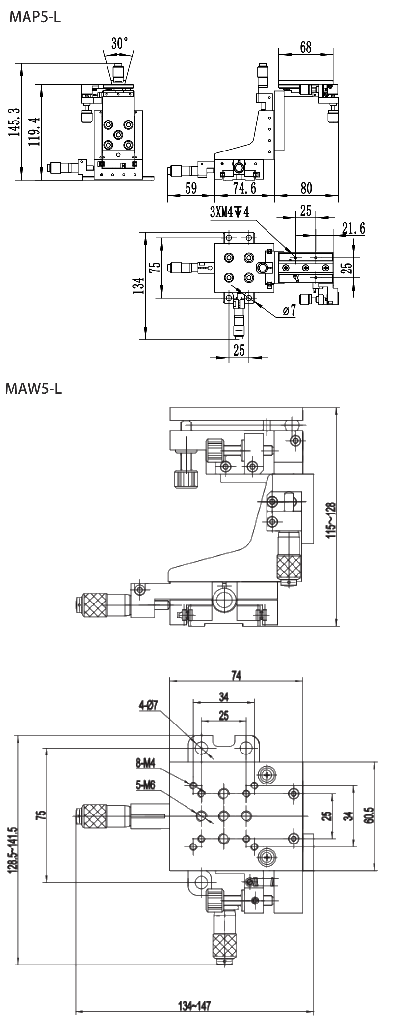 MAP5-L dimensional drawing