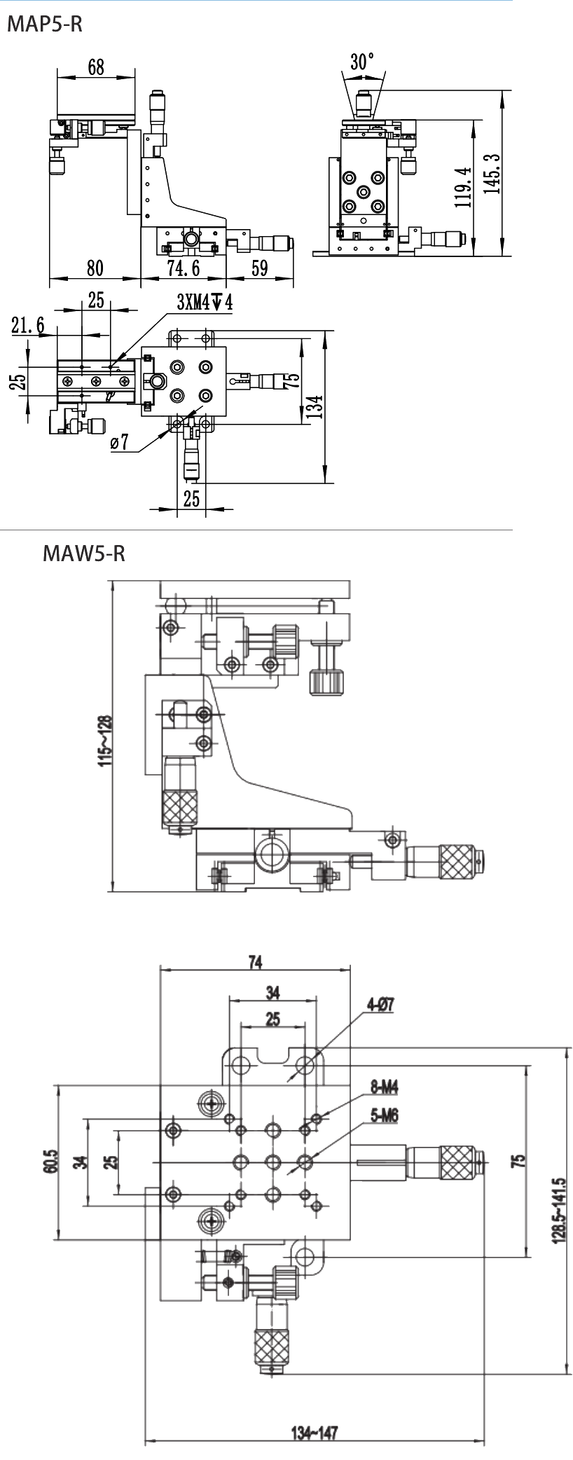 MAP5-R dimensional drawing
