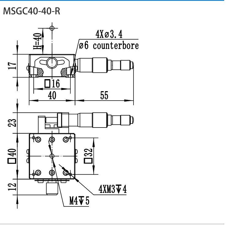 MSGC40-40-R dimensional drawing