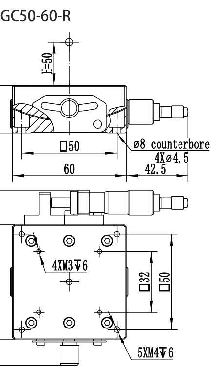 MSGC50-60-R dimensional drawing