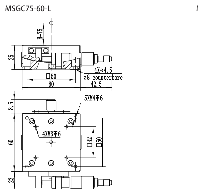 MSGC75-60-L dimensional drawing