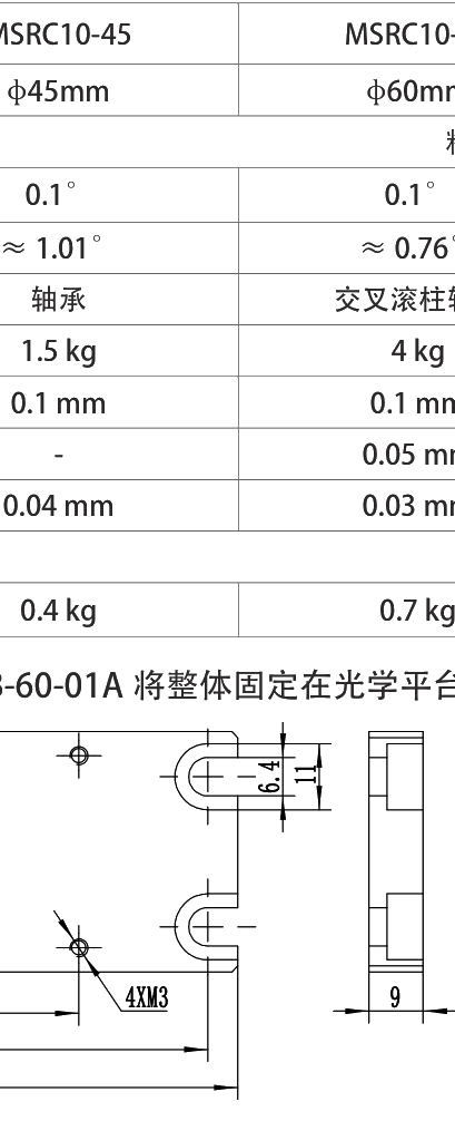 MSRC Series Manual Rotation Stages MSRC10-60 dimension drawing